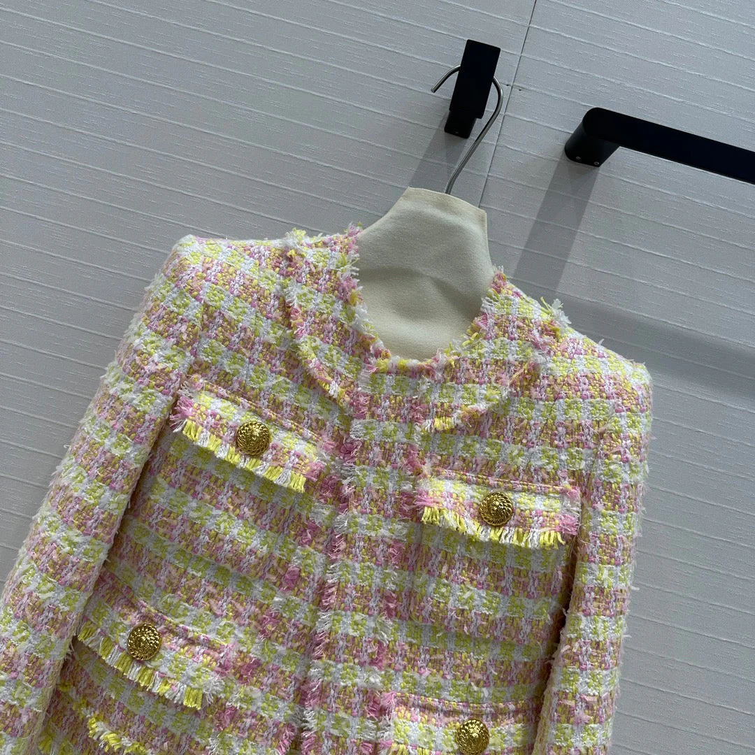 Yellow pastel plaid tweed jacket - Ultra-Collectible