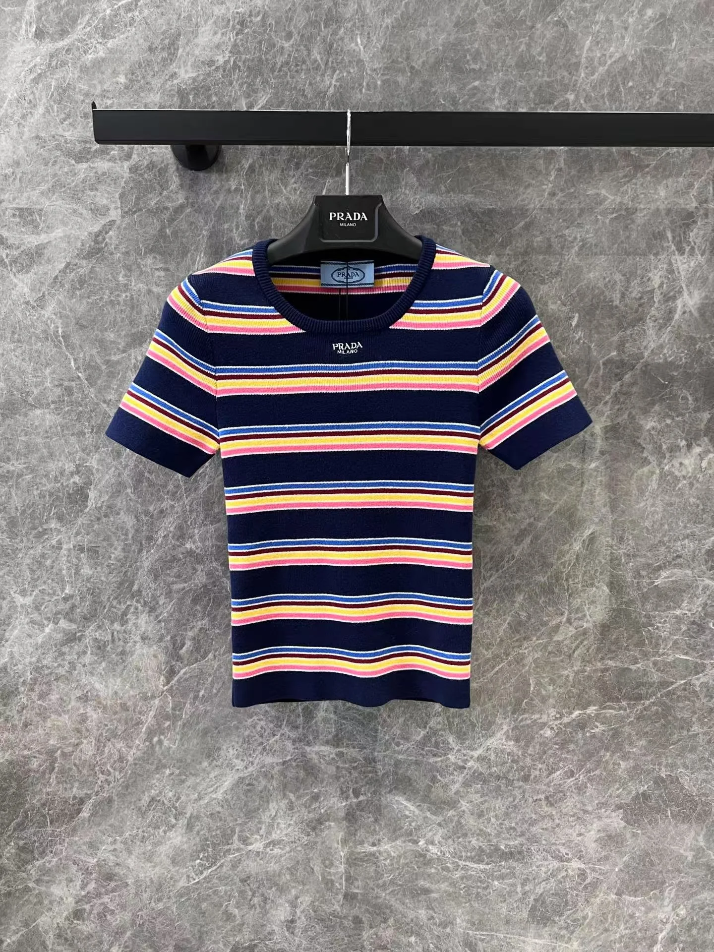 25ss Colorful Striped Knitted Short Sleeve - Ultra-Collectible
