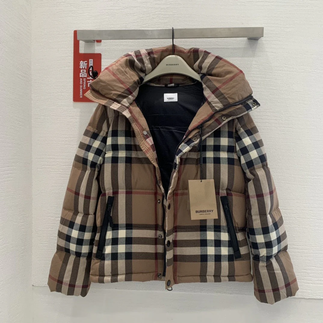 Classic plaid detachable sleeve zipper women's down jacket - Ultra-Collectible