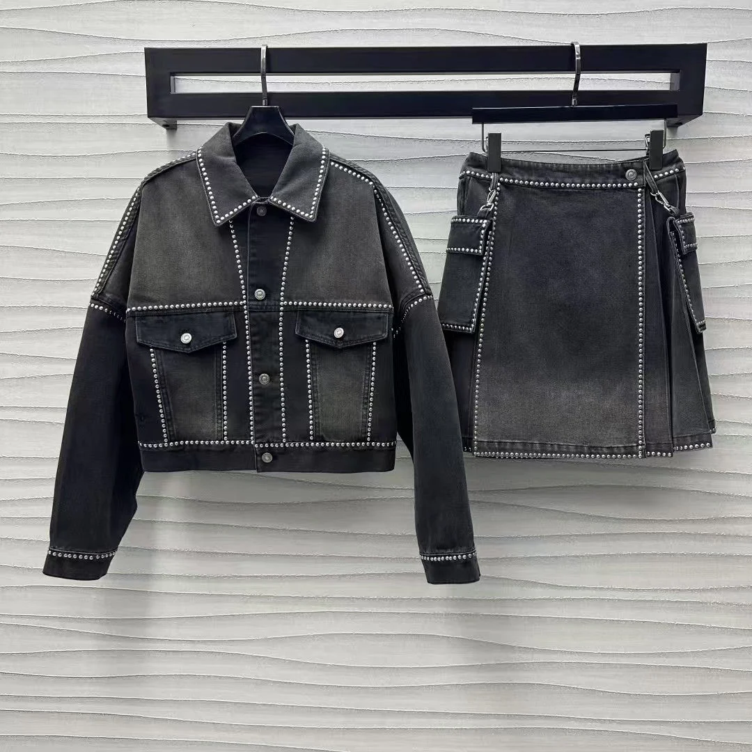 25ss rivet gradient retro denim jacket - Ultra-Collectible