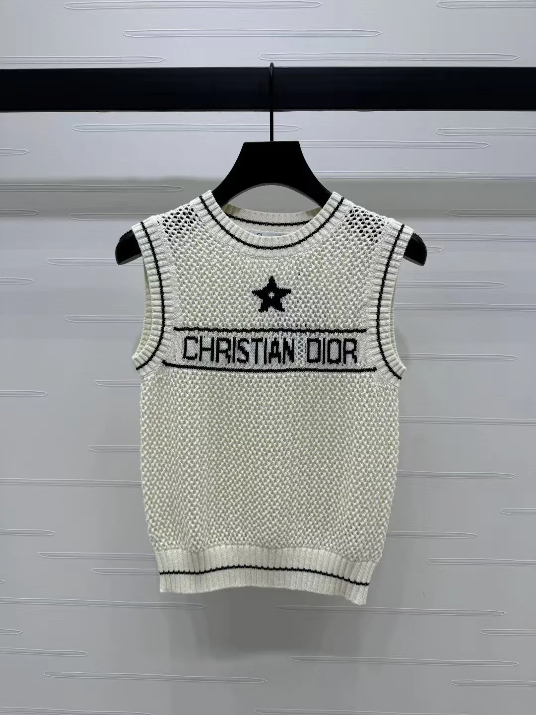 25ss hollow letter knitted striped vest - Ultra-Collectible