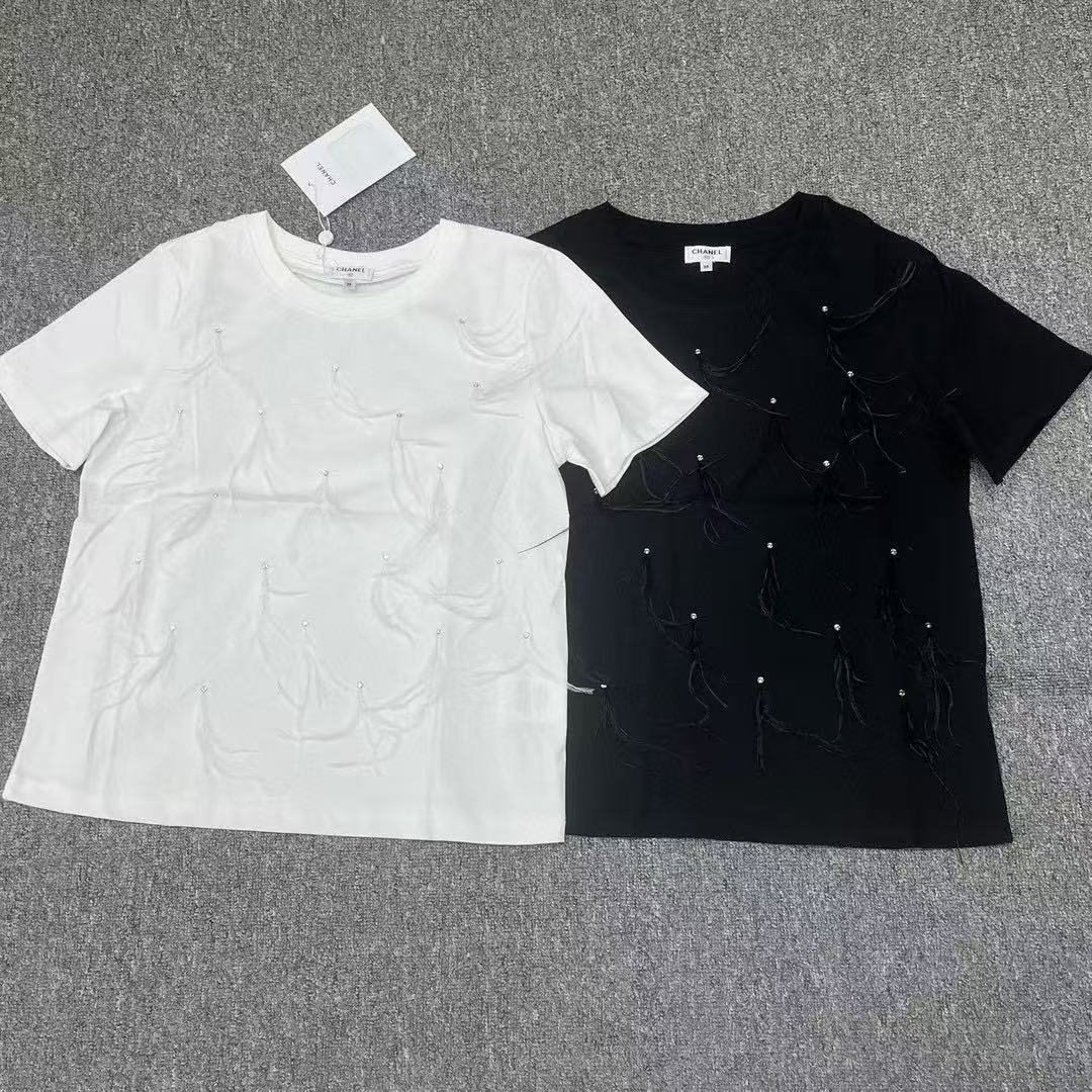 Feather tassel short-sleeved T-shirt - Ultra-Collectible