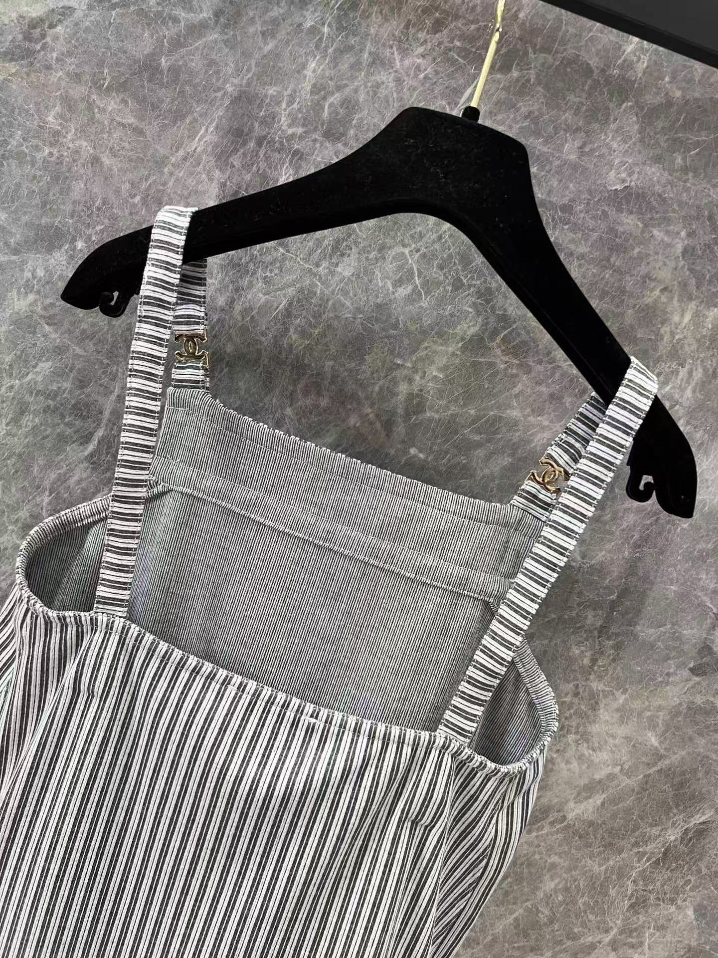 Metallic micro logo striped suspender skirt - Ultra-Collectible