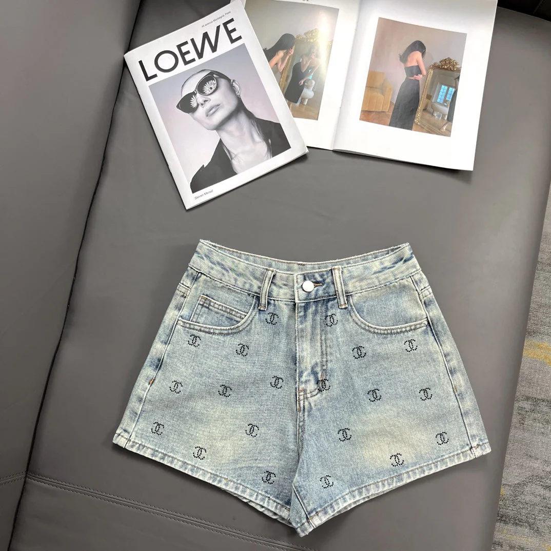 Rhinestone Embroidered Denim Shorts - Ultra-Collectible