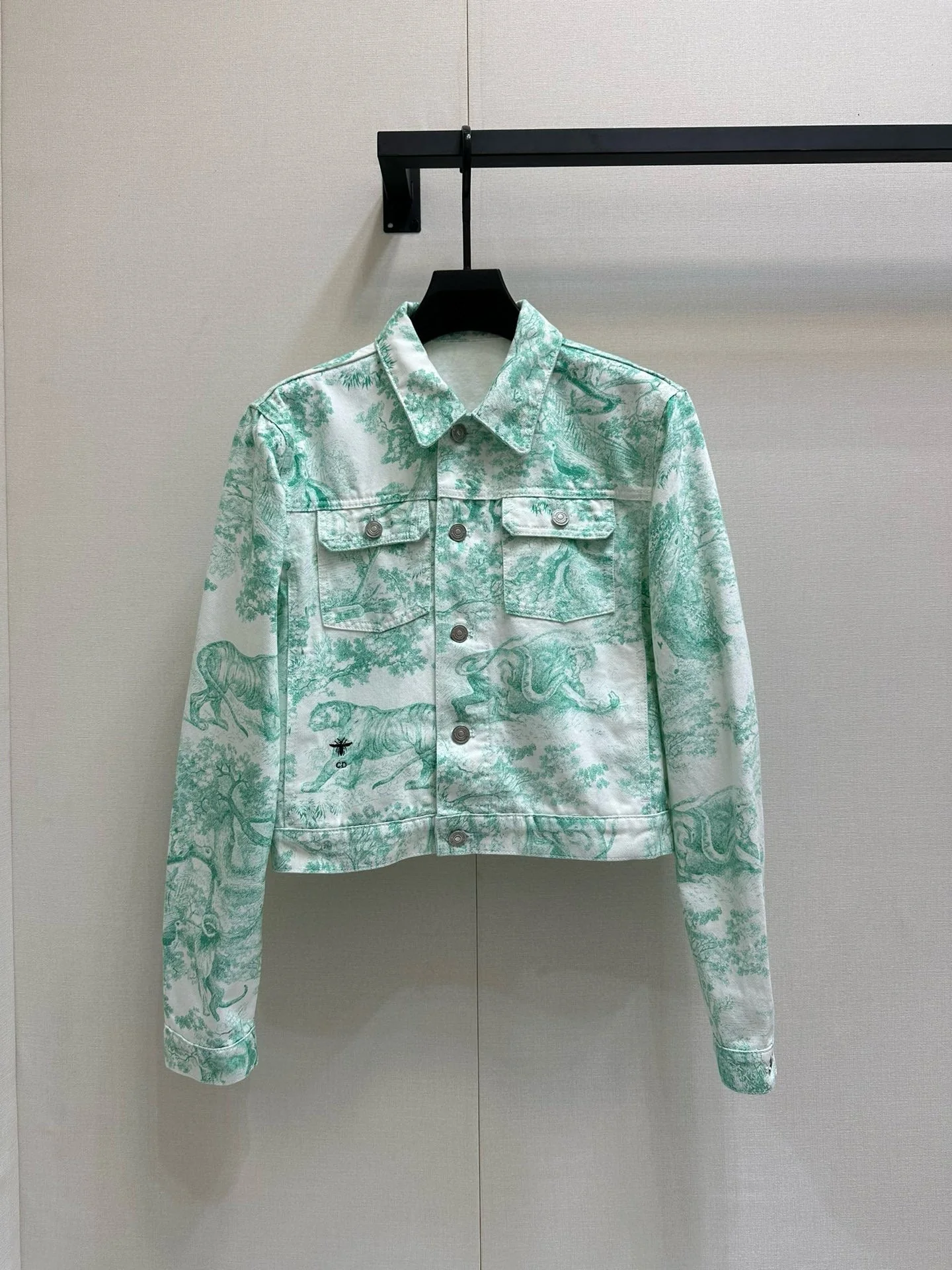 Mint Mambo Color Floral Jouy Animal Denim Jacket - Ultra-Collectible