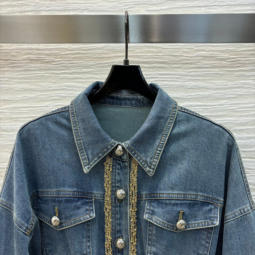 Lapel denim dress - Ultra-Collectible