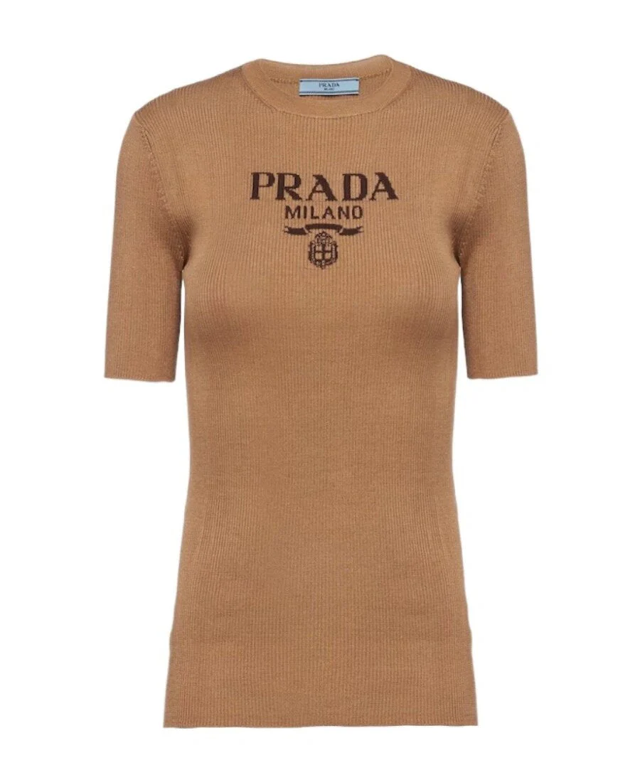 Milk tea color knitted short sleeves - Ultra-Collectible