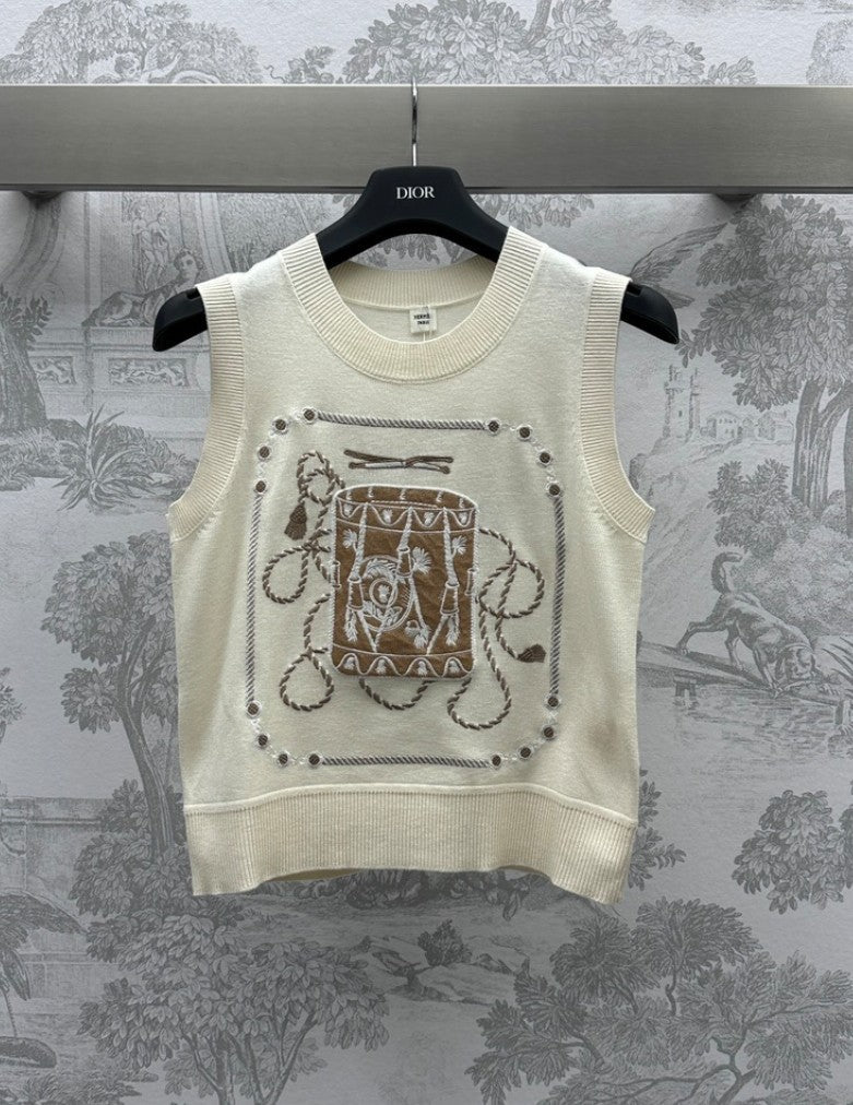 wool embroidered knitted vest - Ultra-Collectible