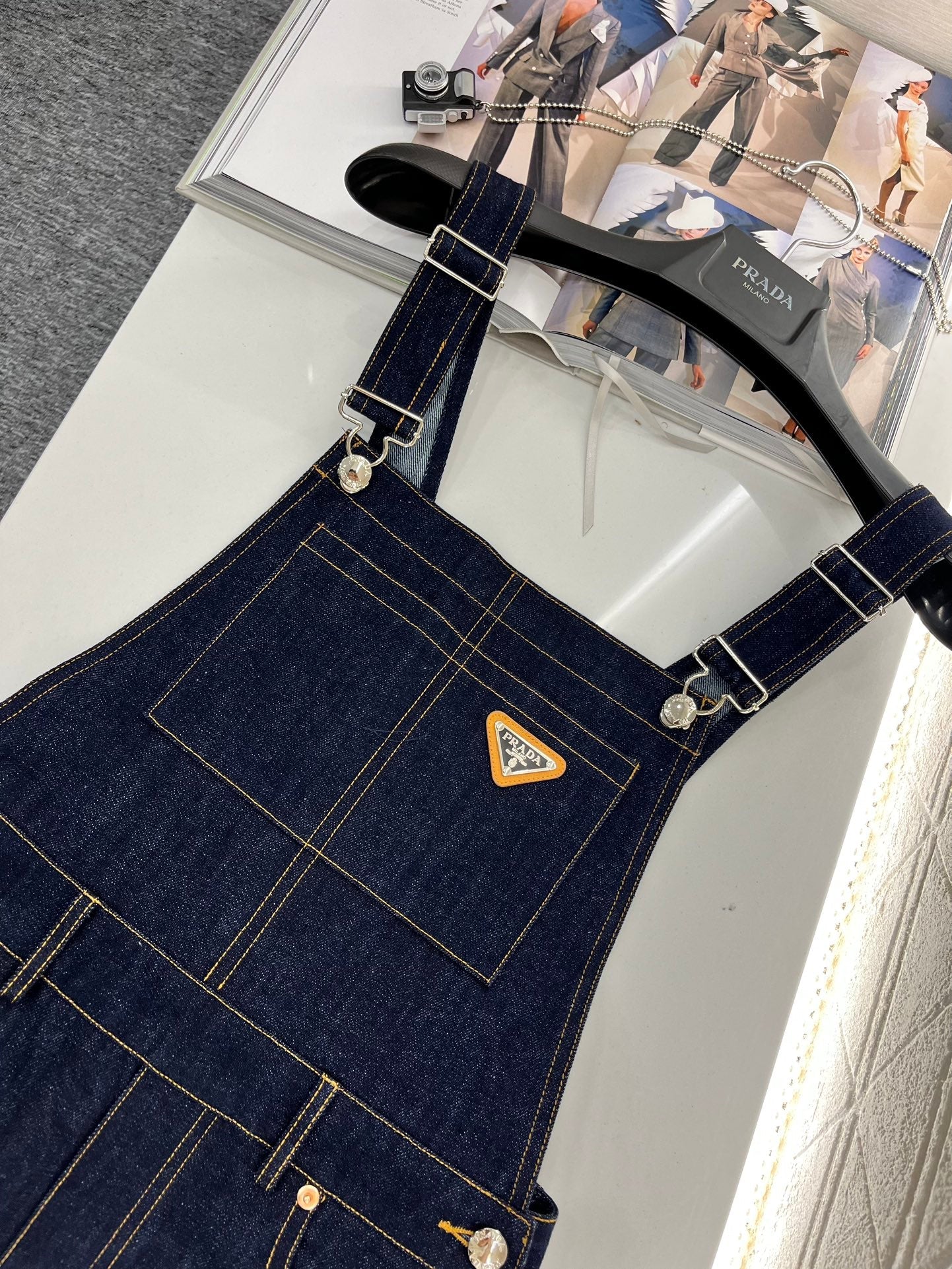 Navy blue denim suspender skirt - Ultra-Collectible