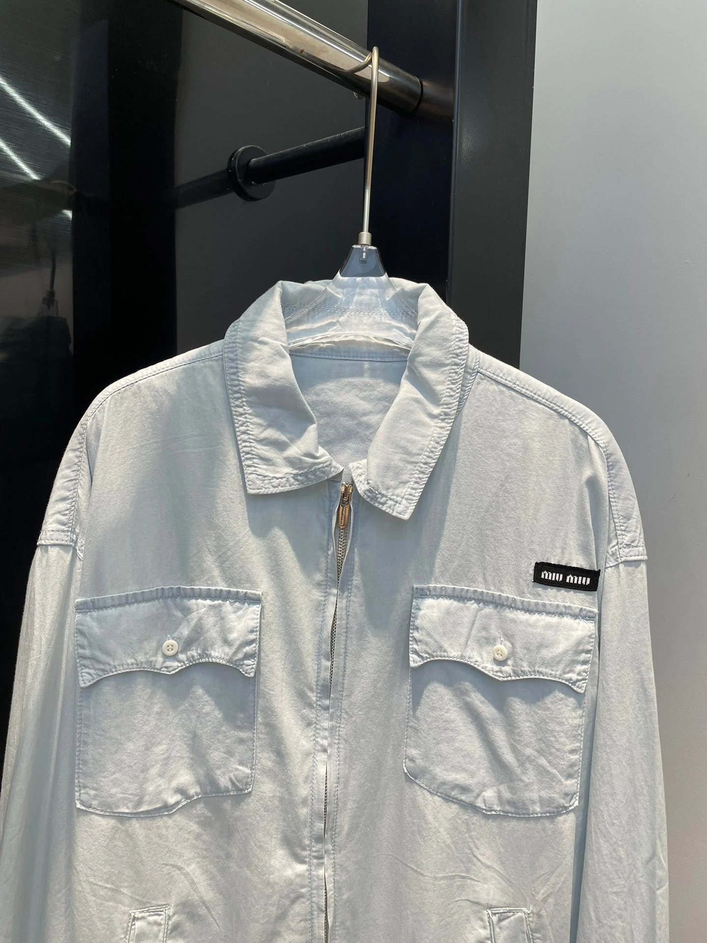 Light Blue Washed Denim Zipper Jacket - Ultra-Collectible