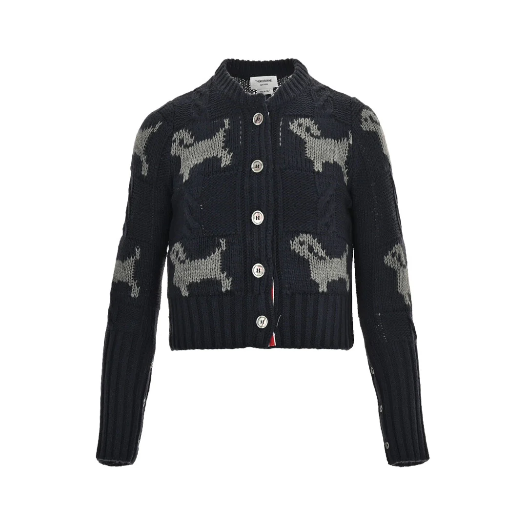 Puppy jacquard preppy short cardigan jacket - Ultra-Collectible