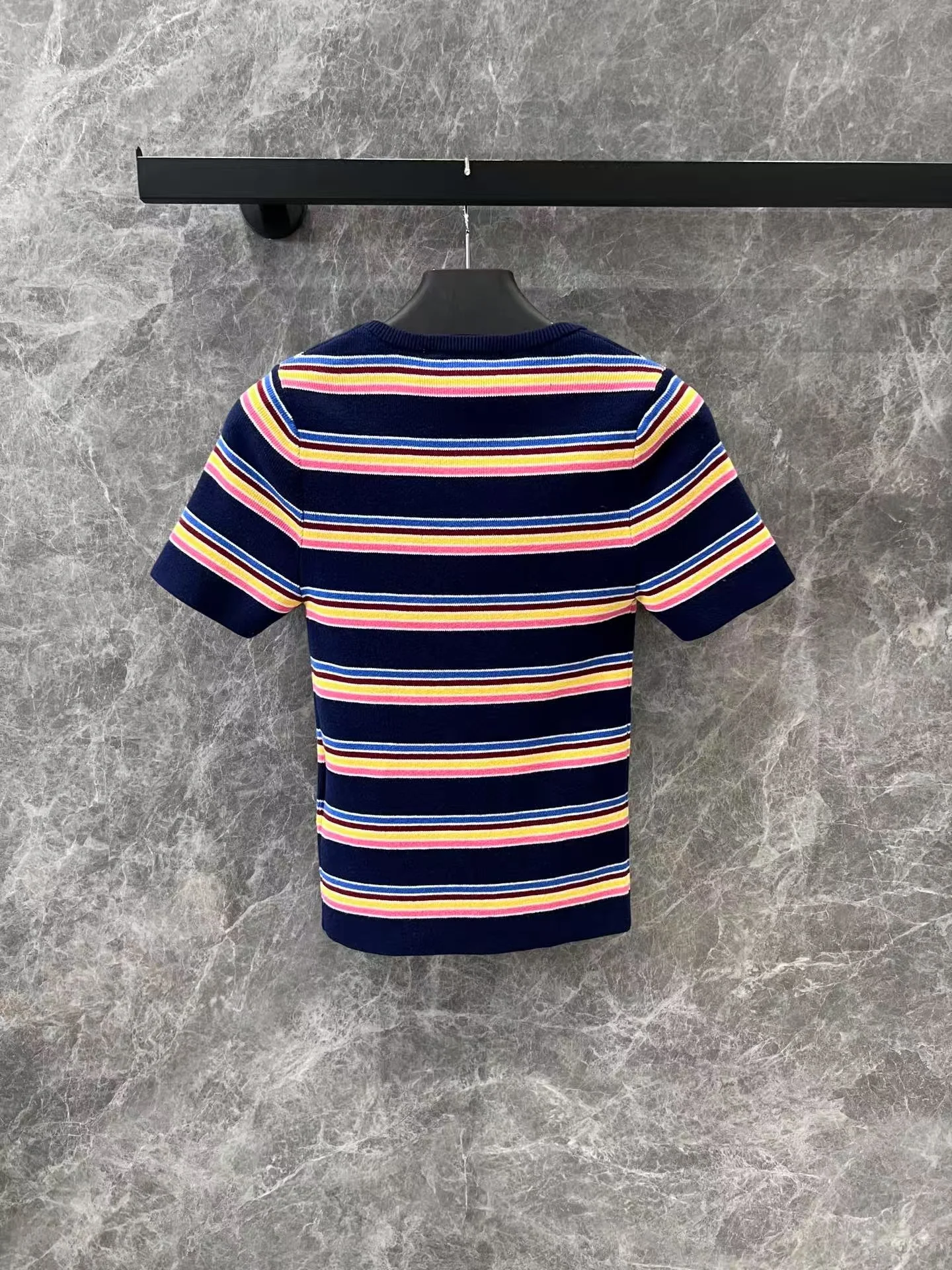 25ss Colorful Striped Knitted Short Sleeve - Ultra-Collectible