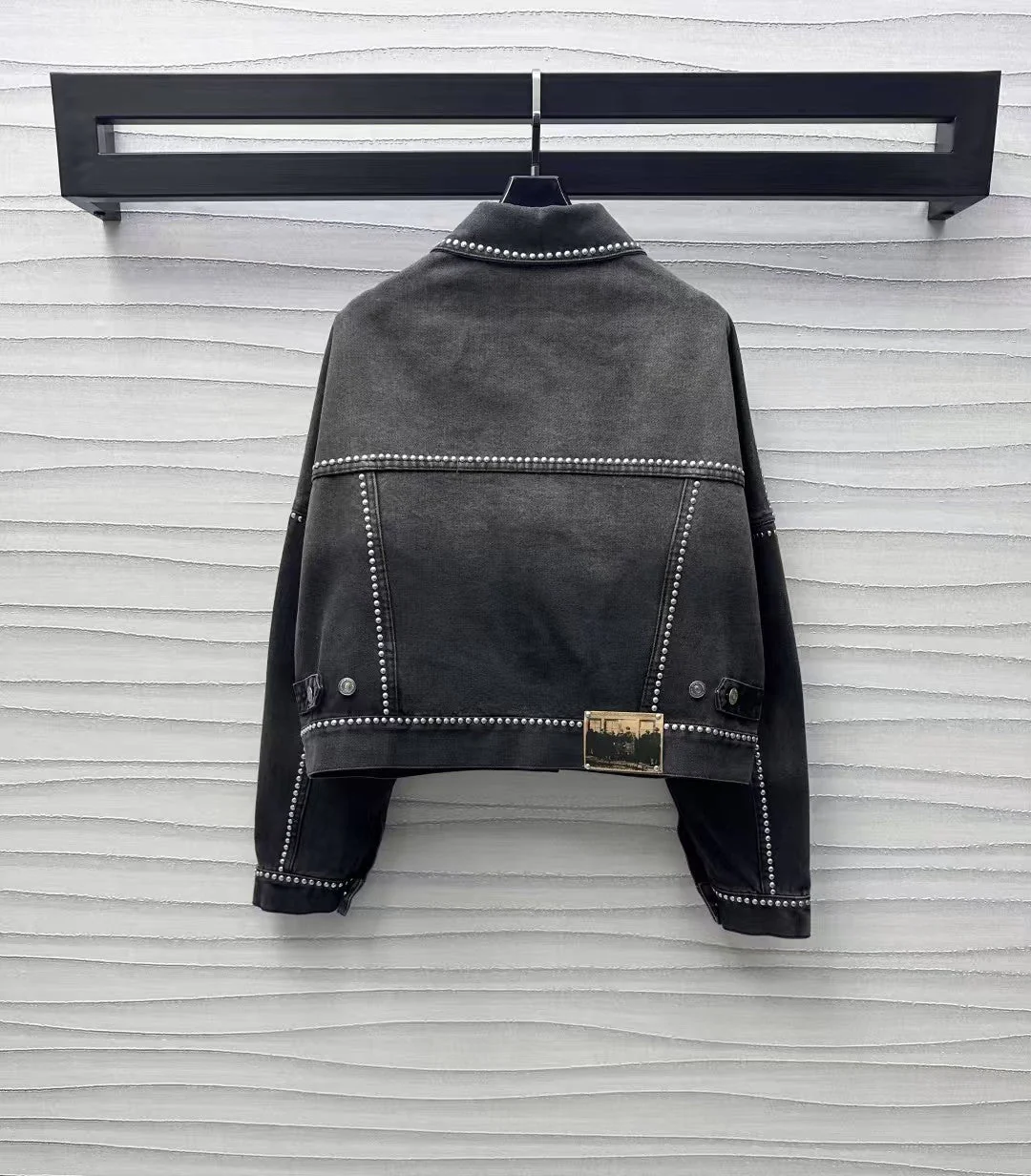 25ss rivet gradient retro denim jacket - Ultra-Collectible