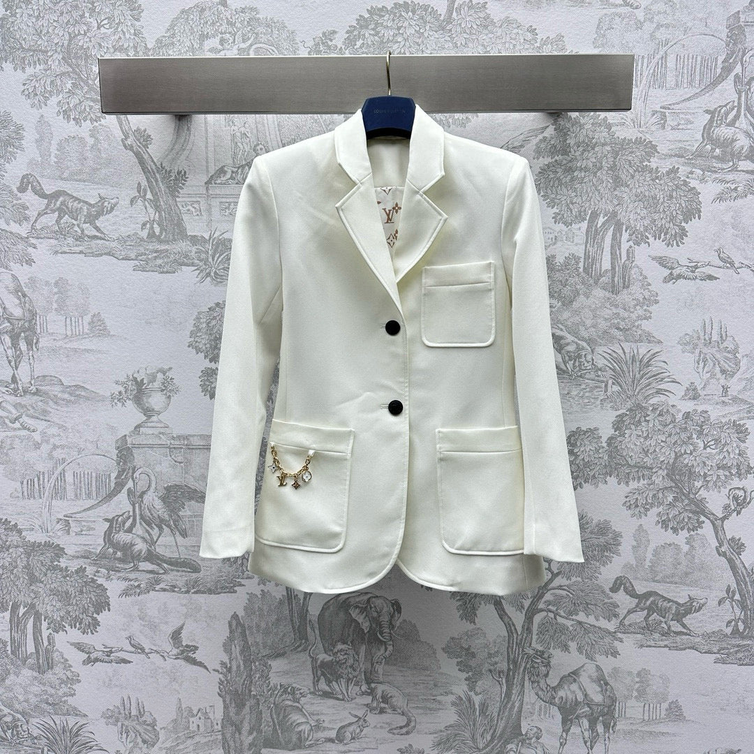Blazer with logo hardware chain decoration - Ultra-Collectible