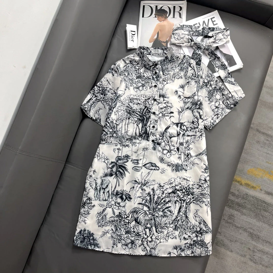 Printed pattern short sleeve dress - Ultra-Collectible