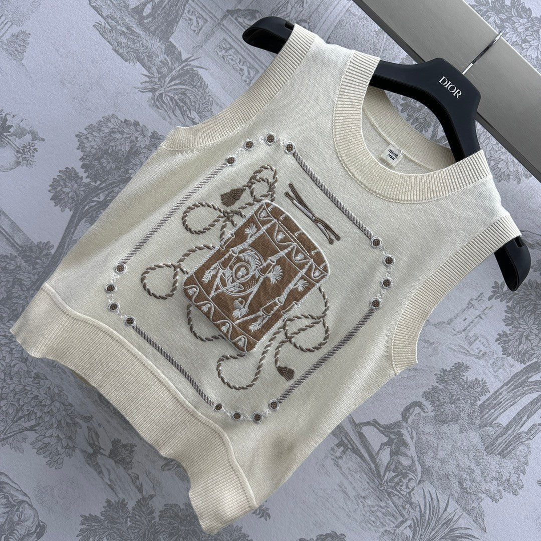 wool embroidered knitted vest - Ultra-Collectible