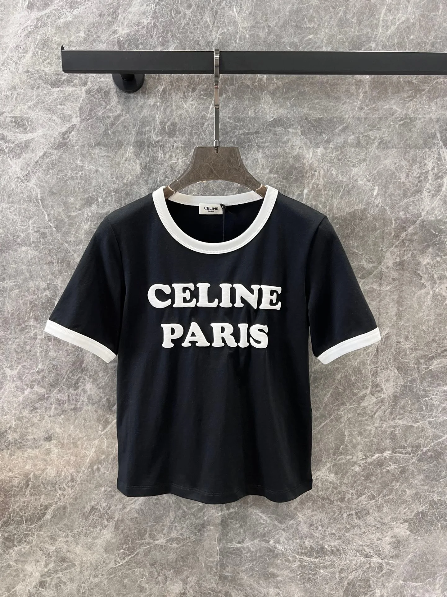 Foaming letter print round neck short sleeve T-shirt - Ultra-Collectible