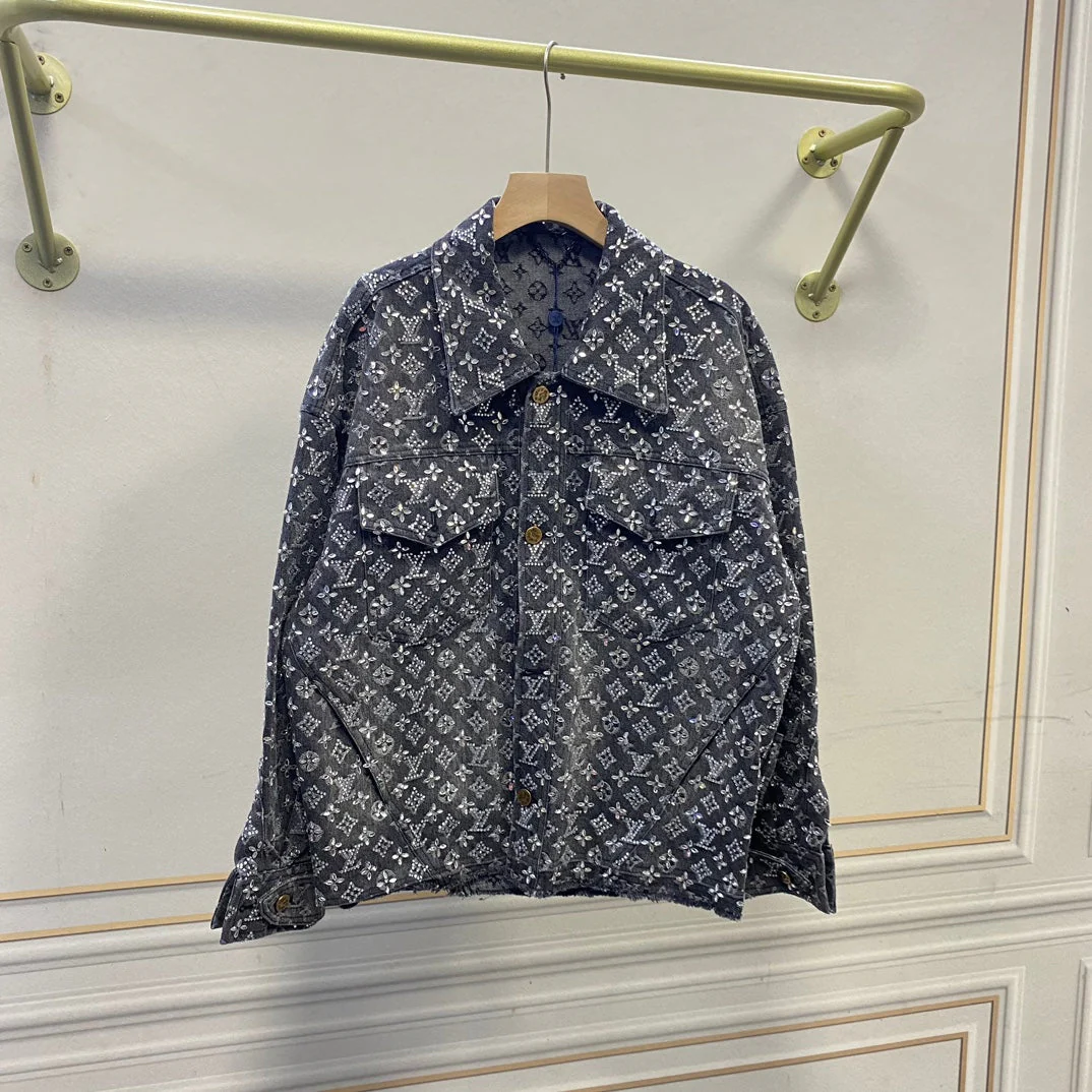 Heavy-duty diamond-studded denim long-sleeved jacket - Ultra-Collectible