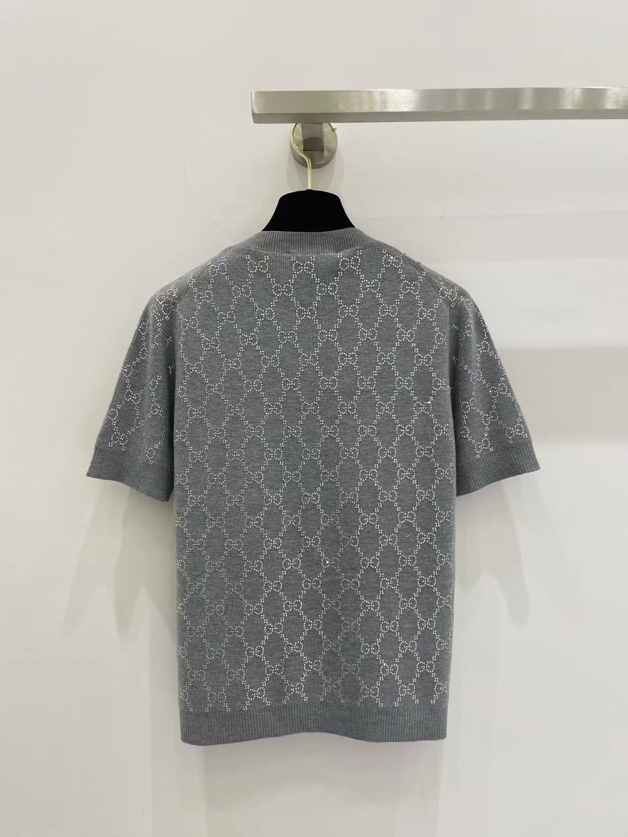 New rhinestone wool round neck T-shirt - Ultra-Collectible