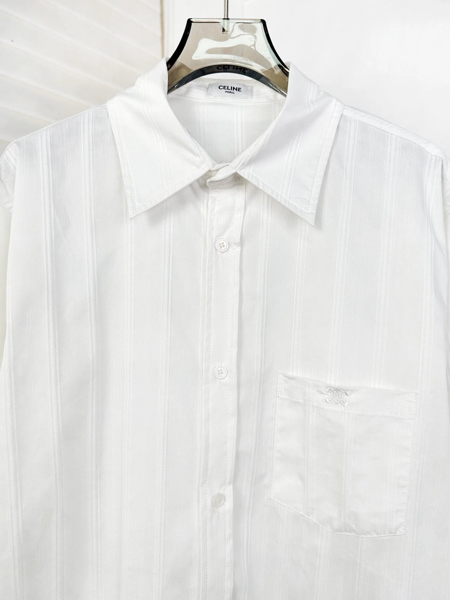 Cotton and linen shirt with chest embroidery - Ultra-Collectible