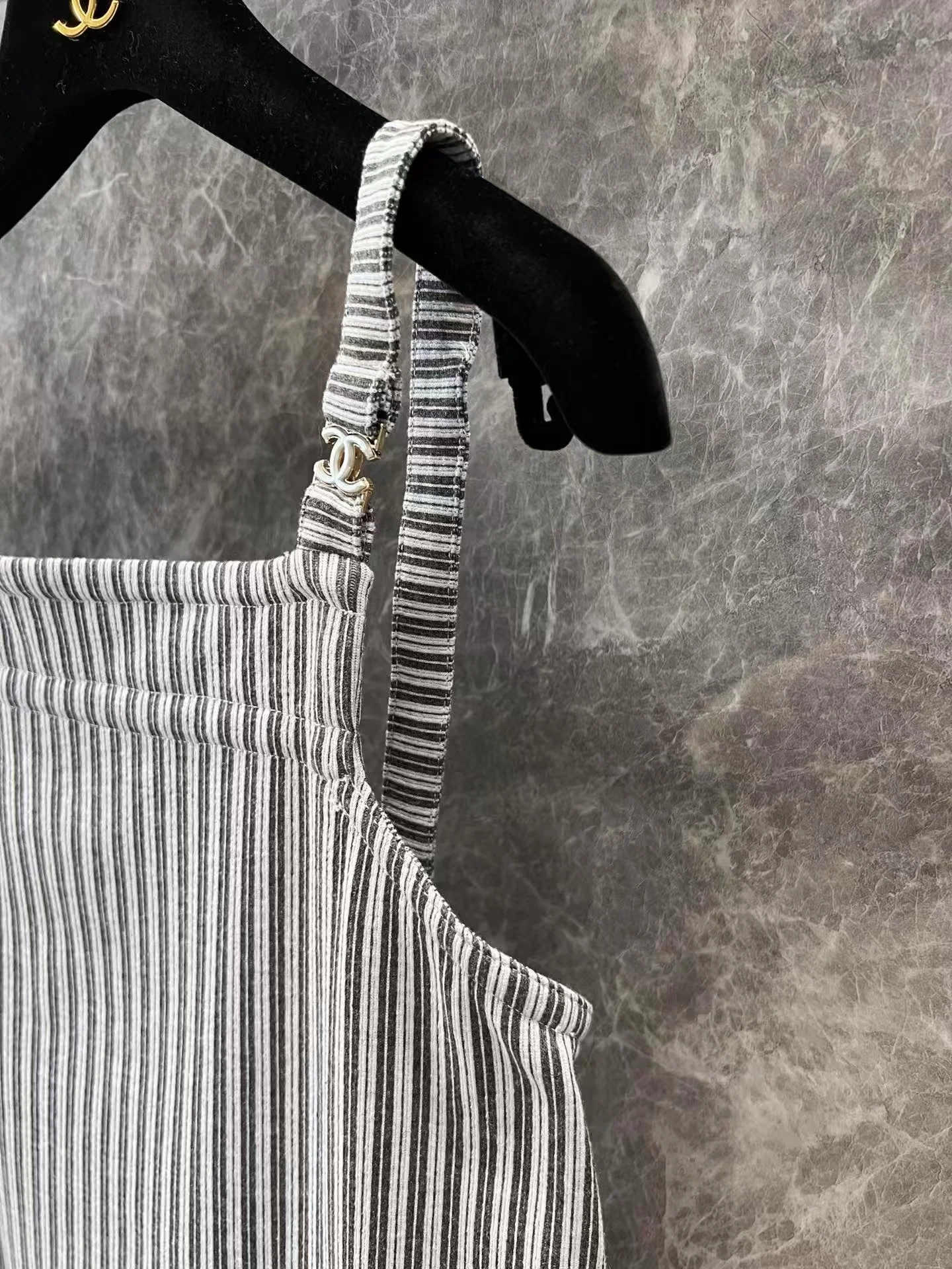 Metallic micro logo striped suspender skirt - Ultra-Collectible