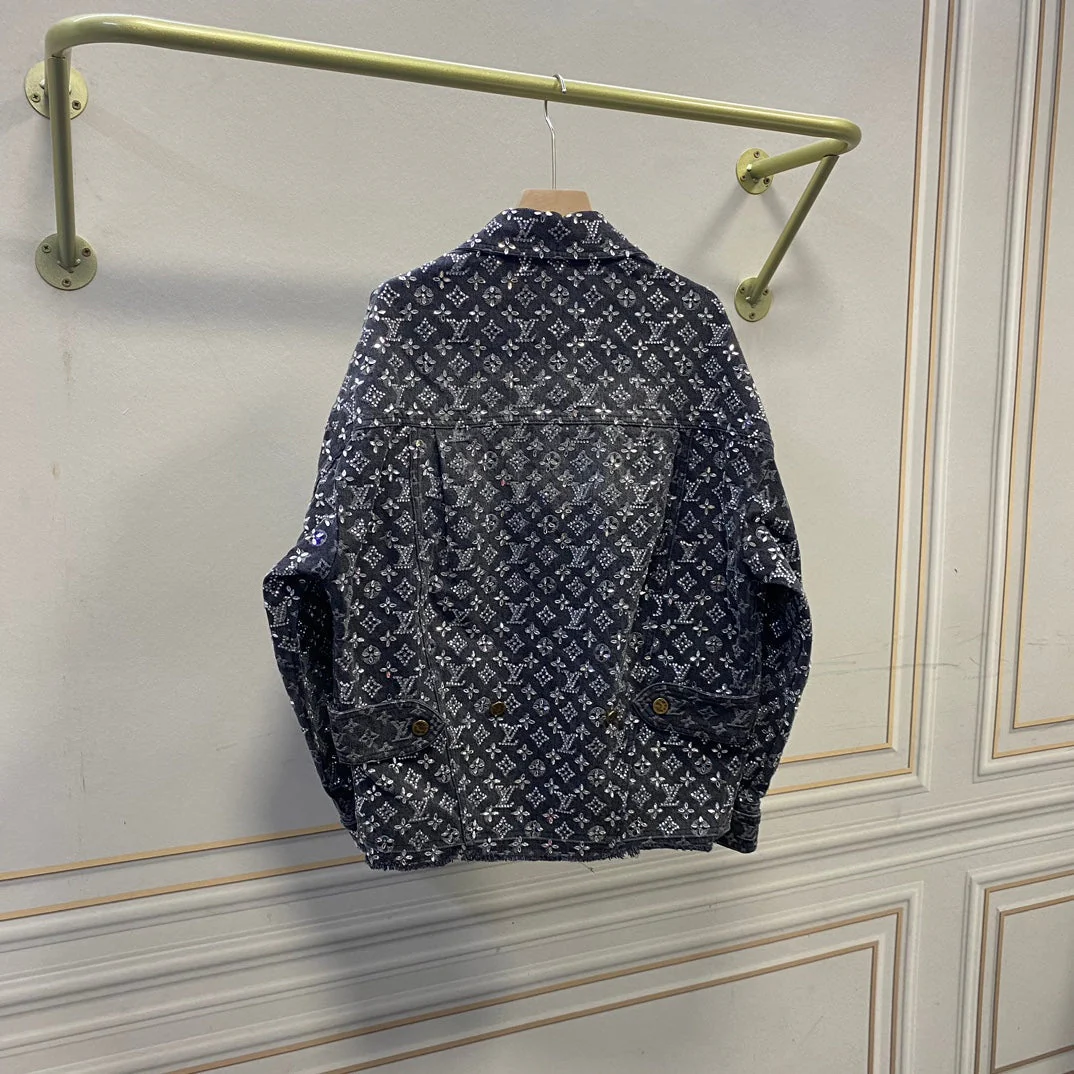 Heavy-duty diamond-studded denim long-sleeved jacket - Ultra-Collectible