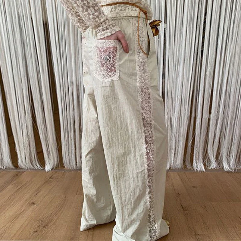 Lace paneled wide leg pants - Ultra-Collectible