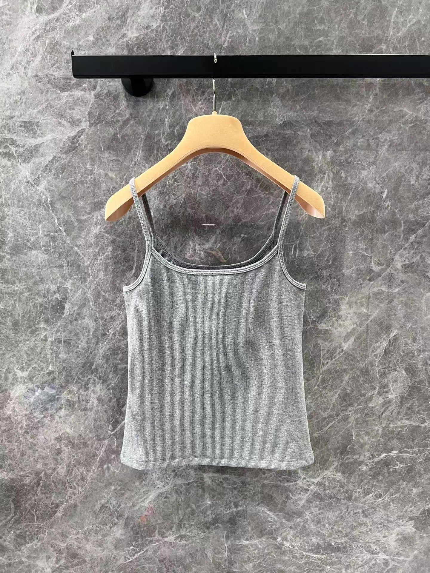 25ss gray chest letter embroidered vest with small suspenders - Ultra-Collectible