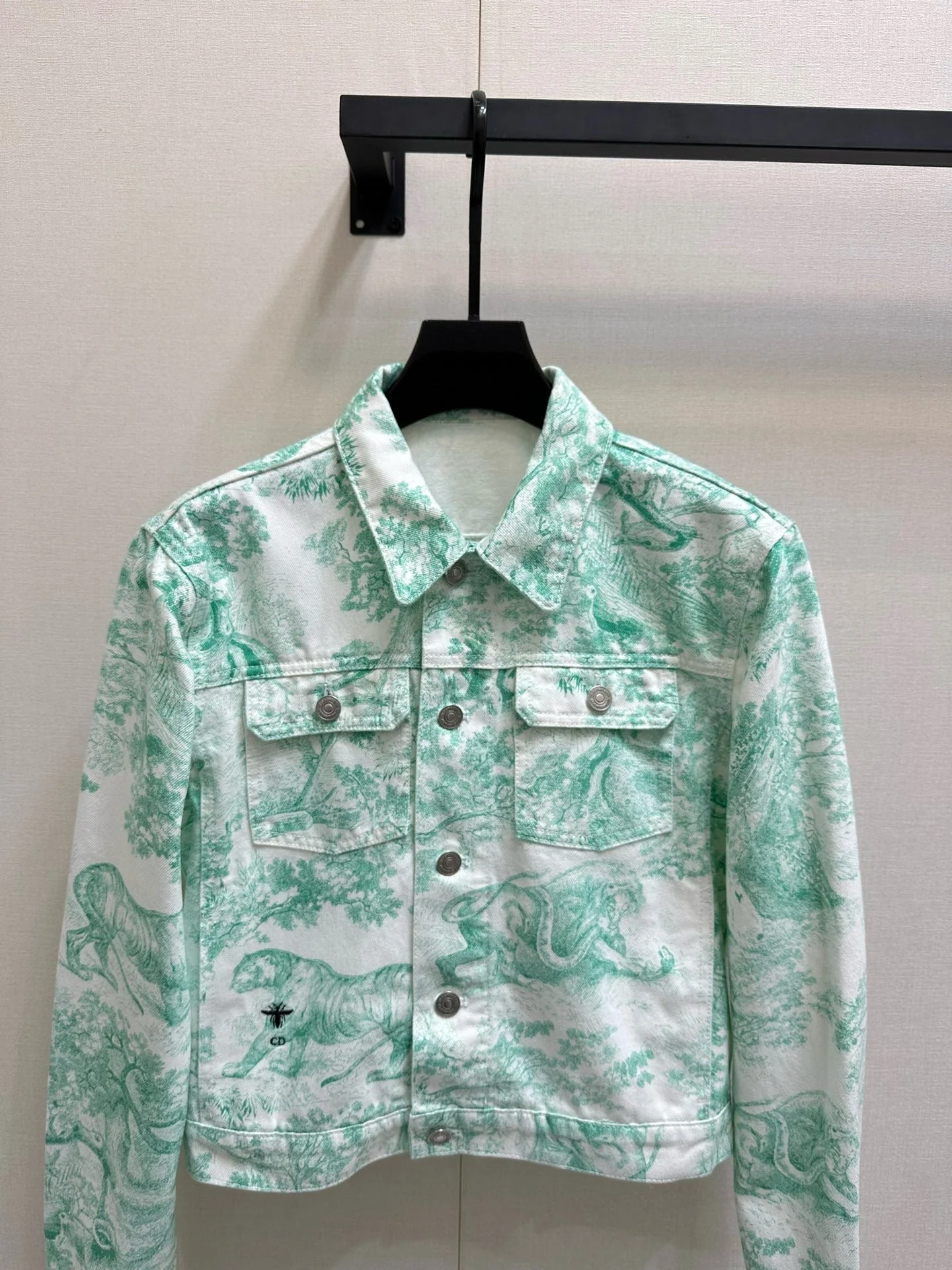 Mint Mambo Color Floral Jouy Animal Denim Jacket - Ultra-Collectible