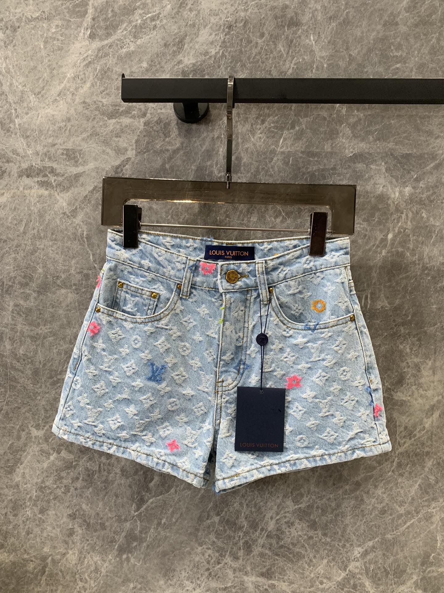 Allover logo jacquard denim shorts - Ultra-Collectible
