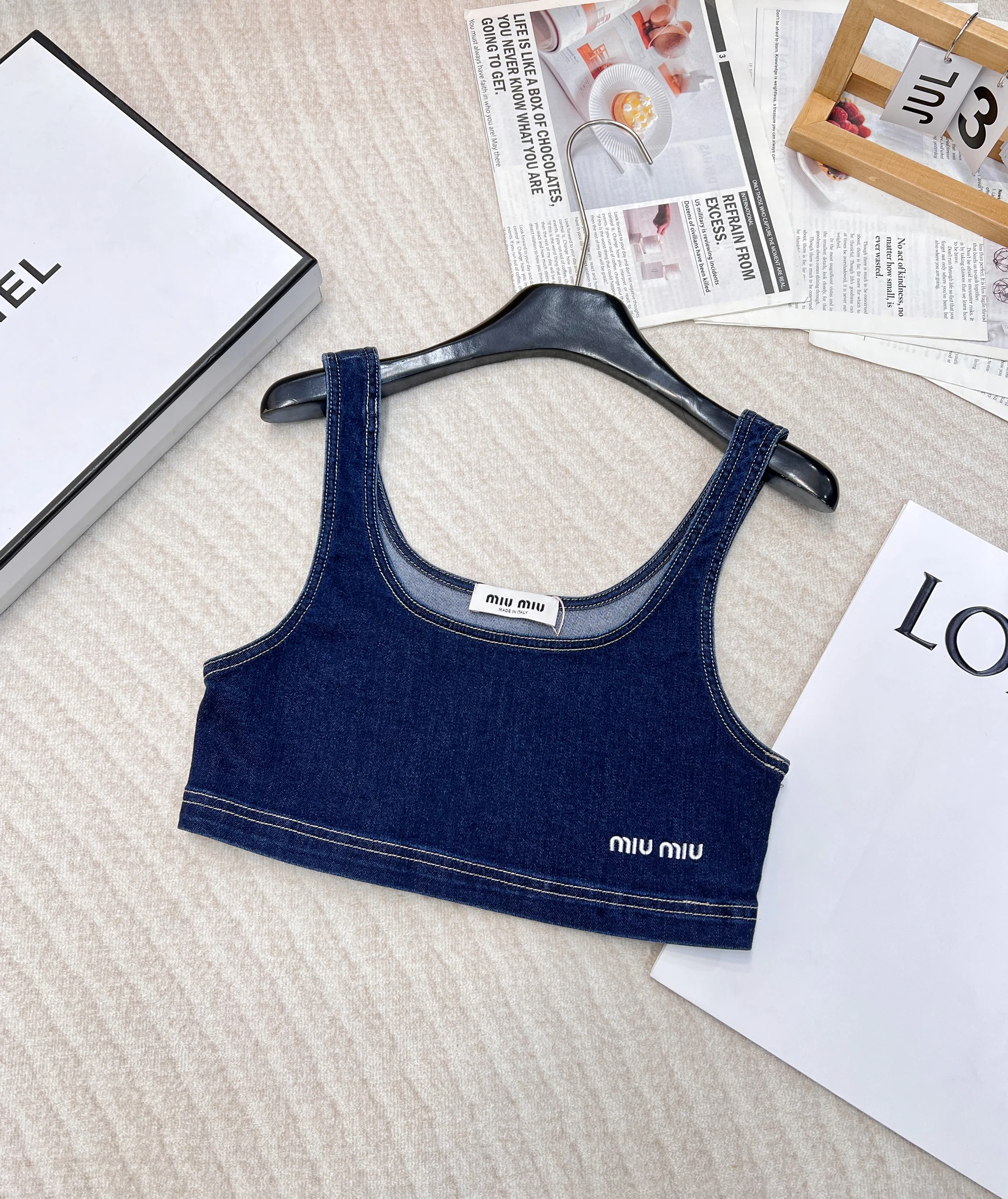 Comfortable street casual versatile sexy short vest denim halter top - Ultra-Collectible