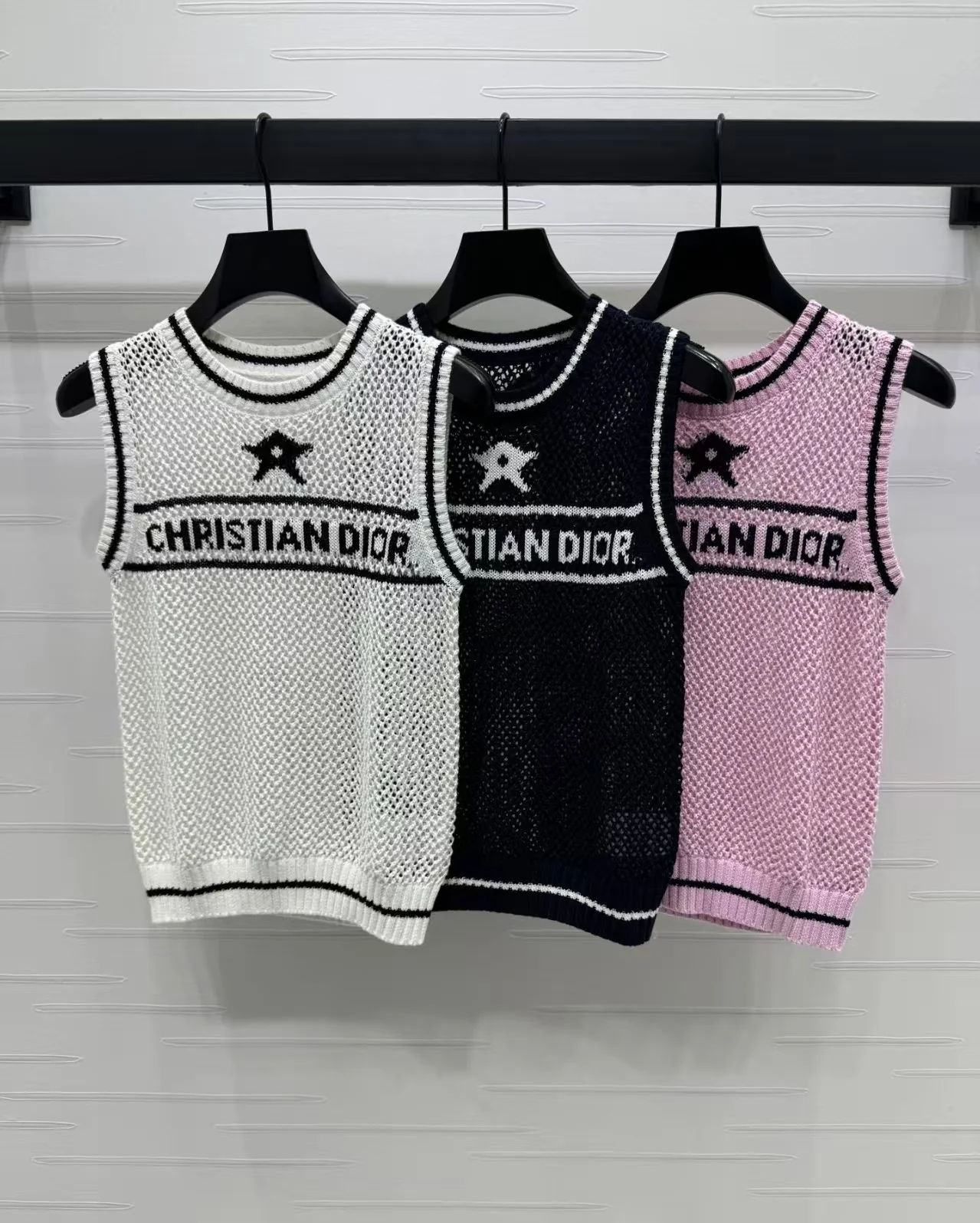 25ss hollow letter knitted striped vest - Ultra-Collectible