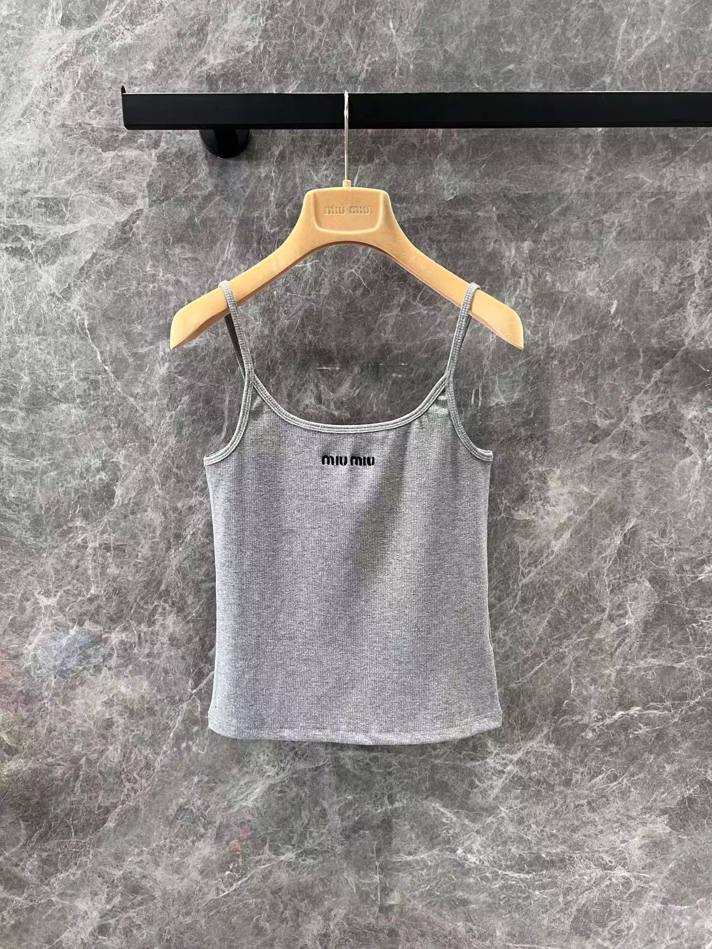 25ss gray chest letter embroidered vest with small suspenders - Ultra-Collectible