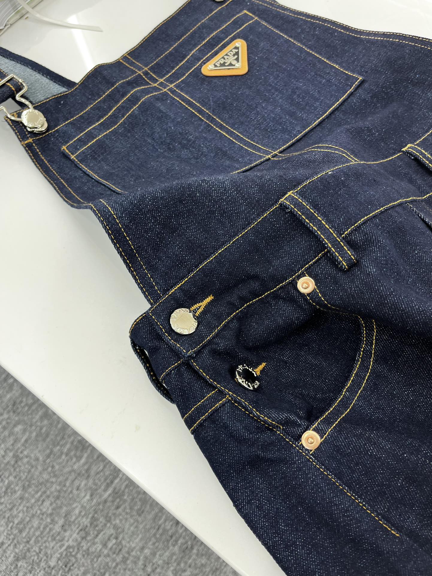 Navy blue denim suspender skirt - Ultra-Collectible