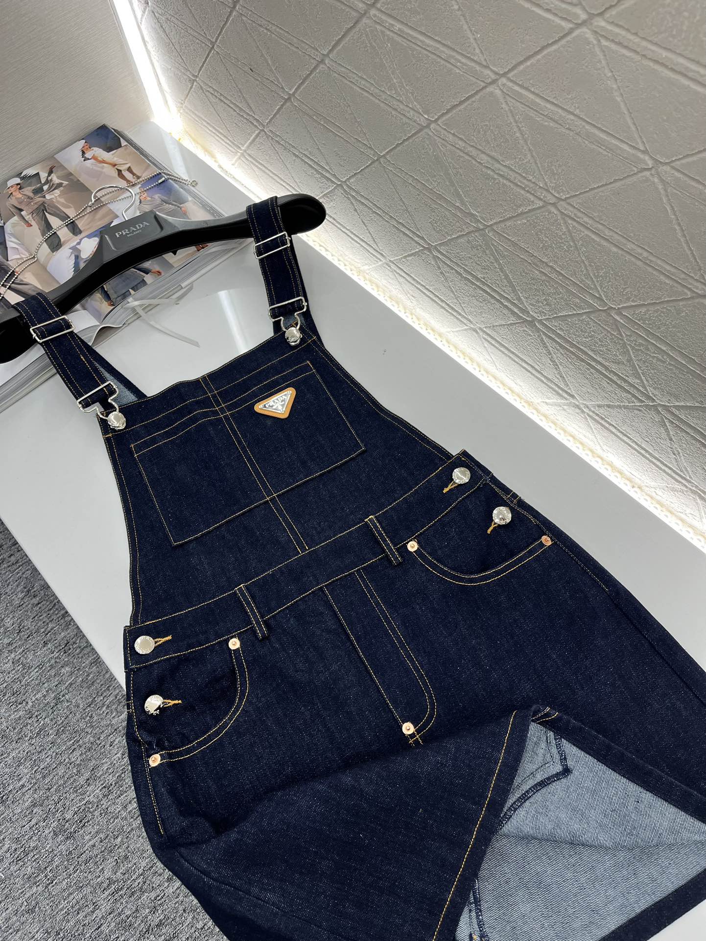 Navy blue denim suspender skirt - Ultra-Collectible