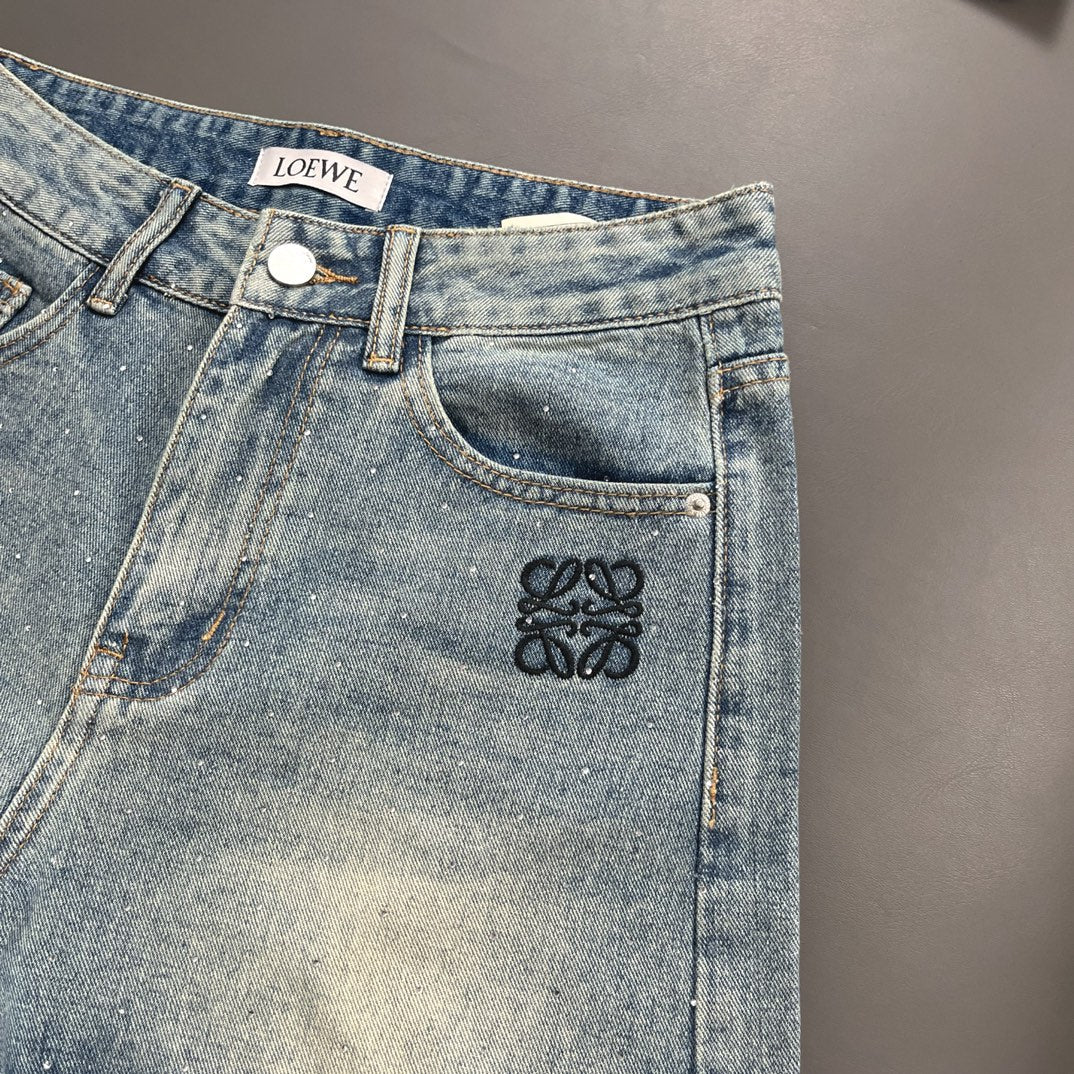 Rhinestone Embroidered Denim Shorts - Ultra-Collectible