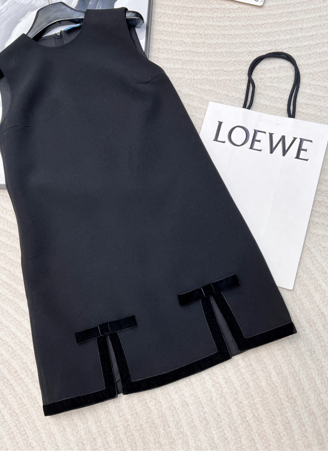 25SS early spring new round neck sleeveless velvet bow dress - Ultra-Collectible