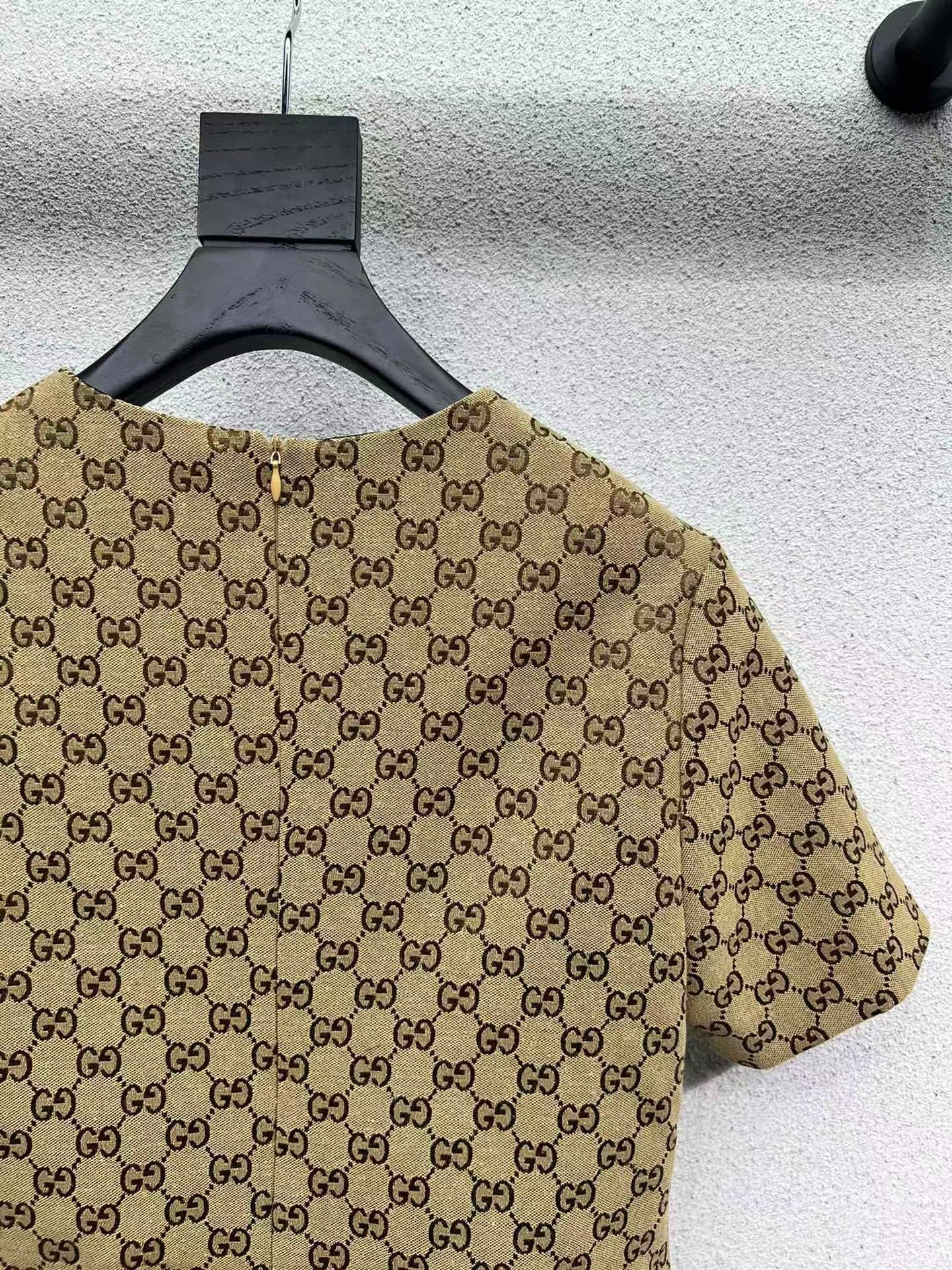 Sparkling luxury crystal diamond GG monogram jacquard short-sleeved dress - Ultra-Collectible