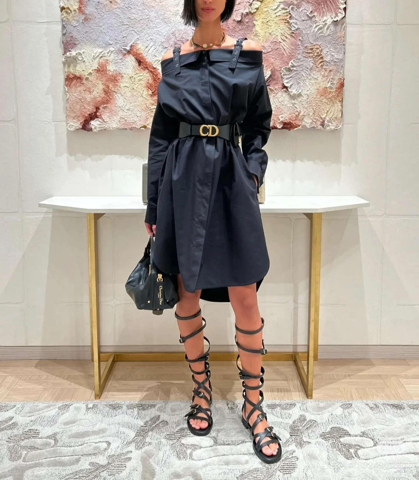 25ss One-shoulder Bee Shirt Style Dress - Ultra-Collectible