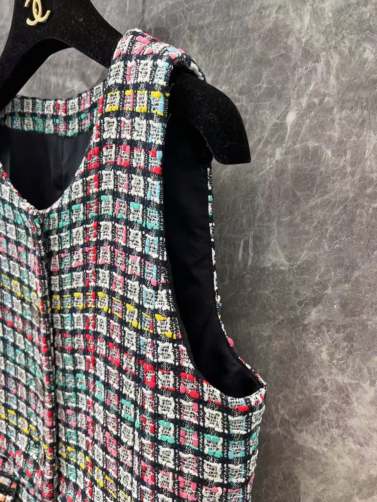 25ss new tweed round neck silk lining sundress - Ultra-Collectible