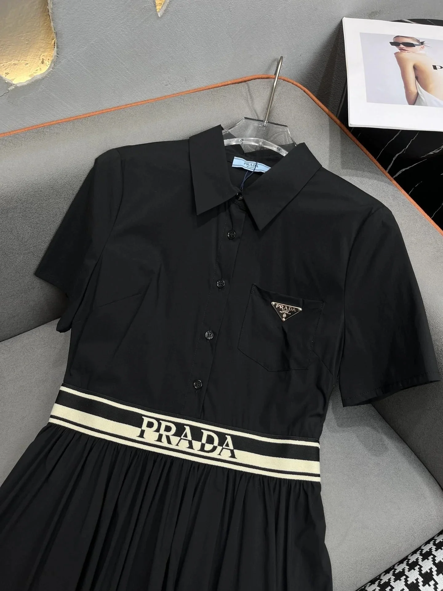 New style triangle logo letter ribbon waist design dress - Ultra-Collectible