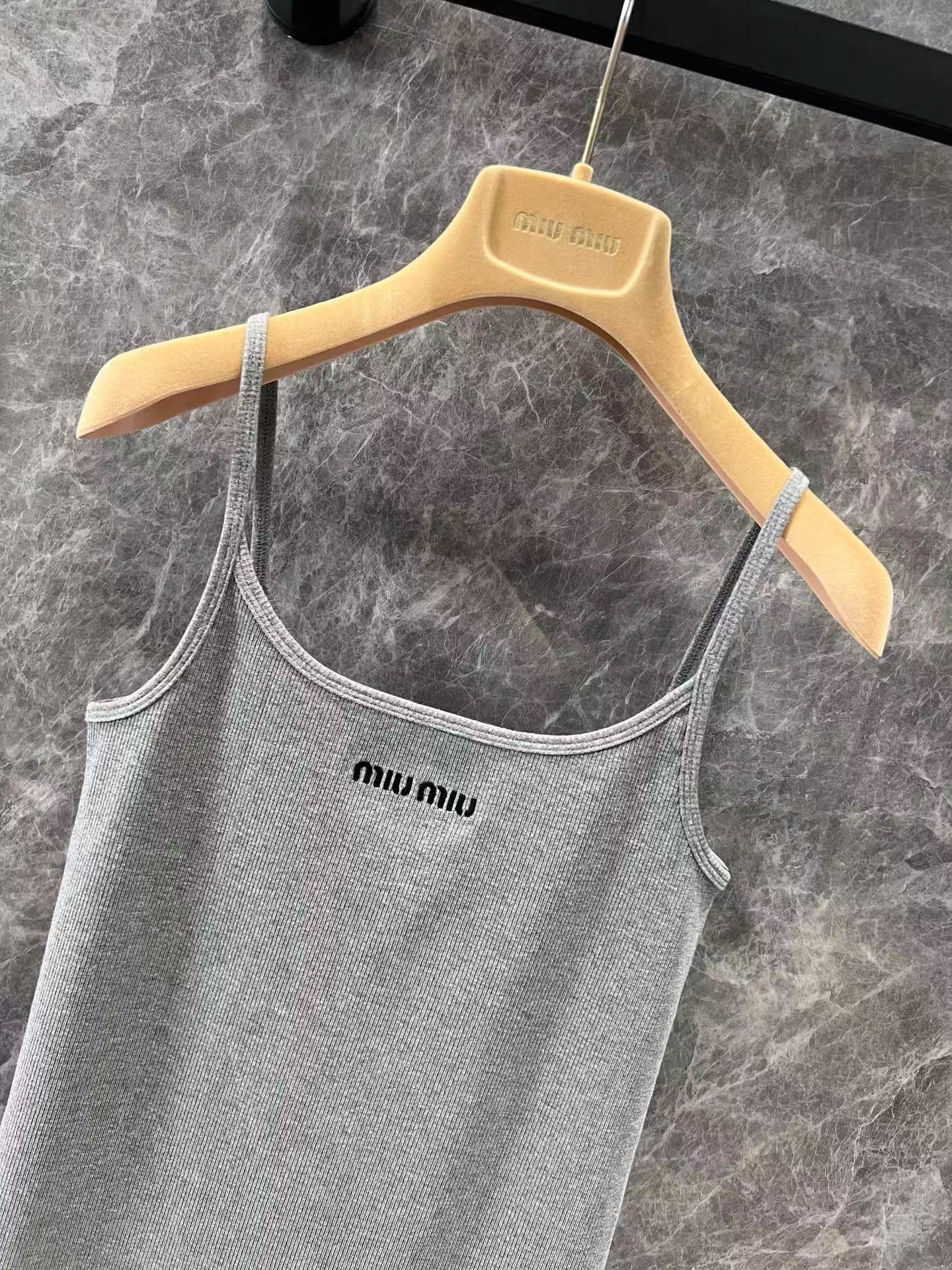 25ss gray halter dress with lettering embroidery on the chest - Ultra-Collectible