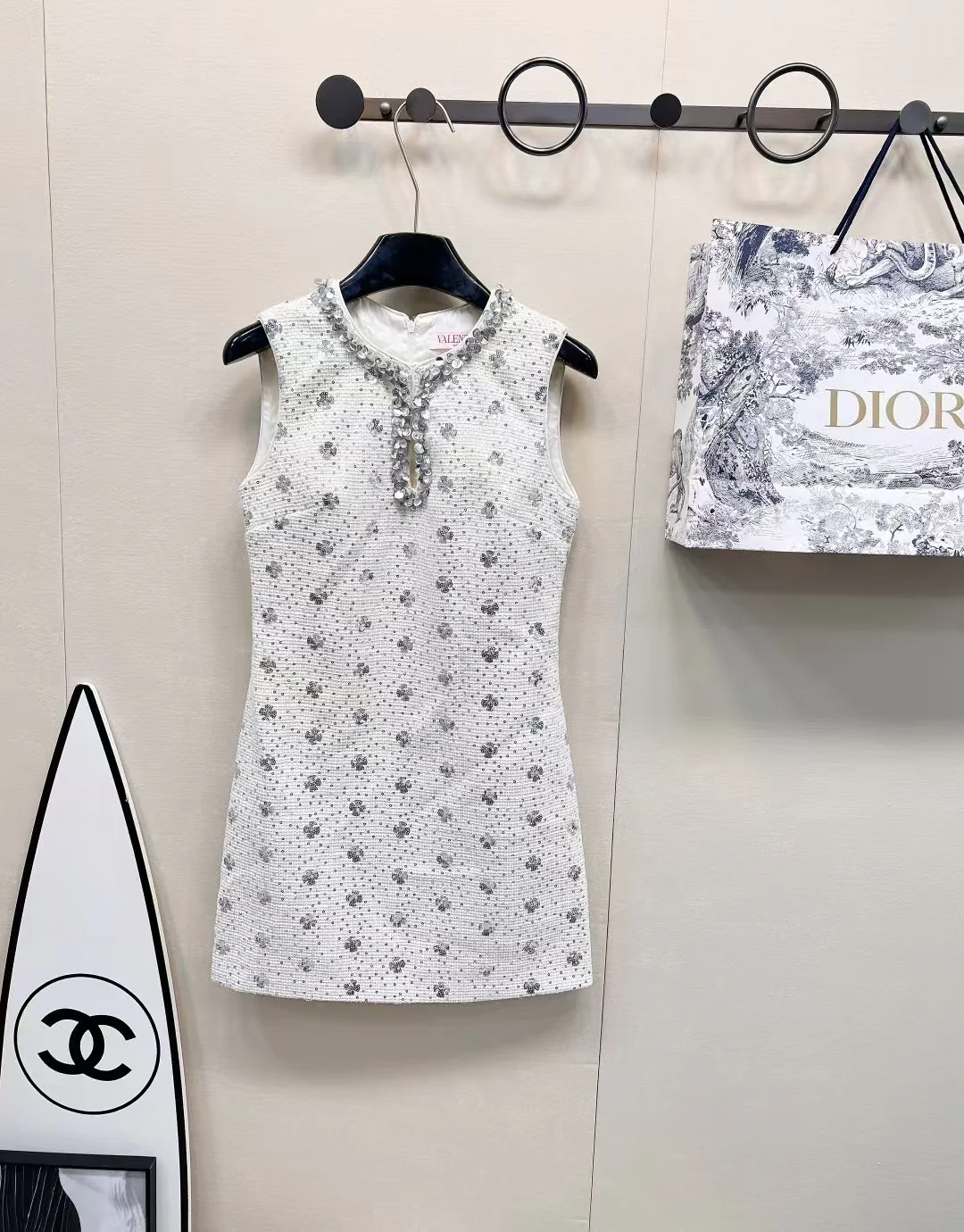 New heavy diamond hollow sequin sleeveless woven dress - Ultra-Collectible