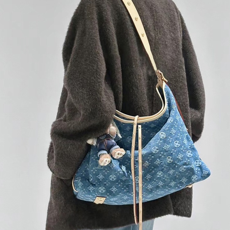 Casual washed denim one-shoulder portable messenger bag