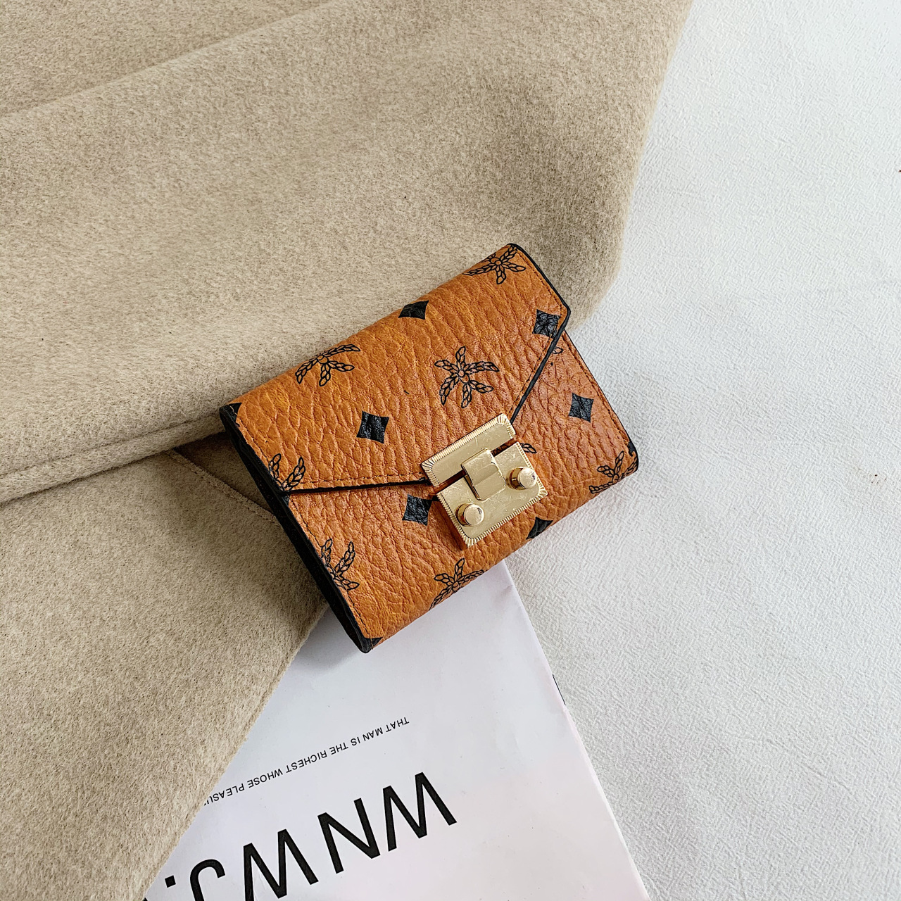 Monica Foster Leather snap-lock wallet