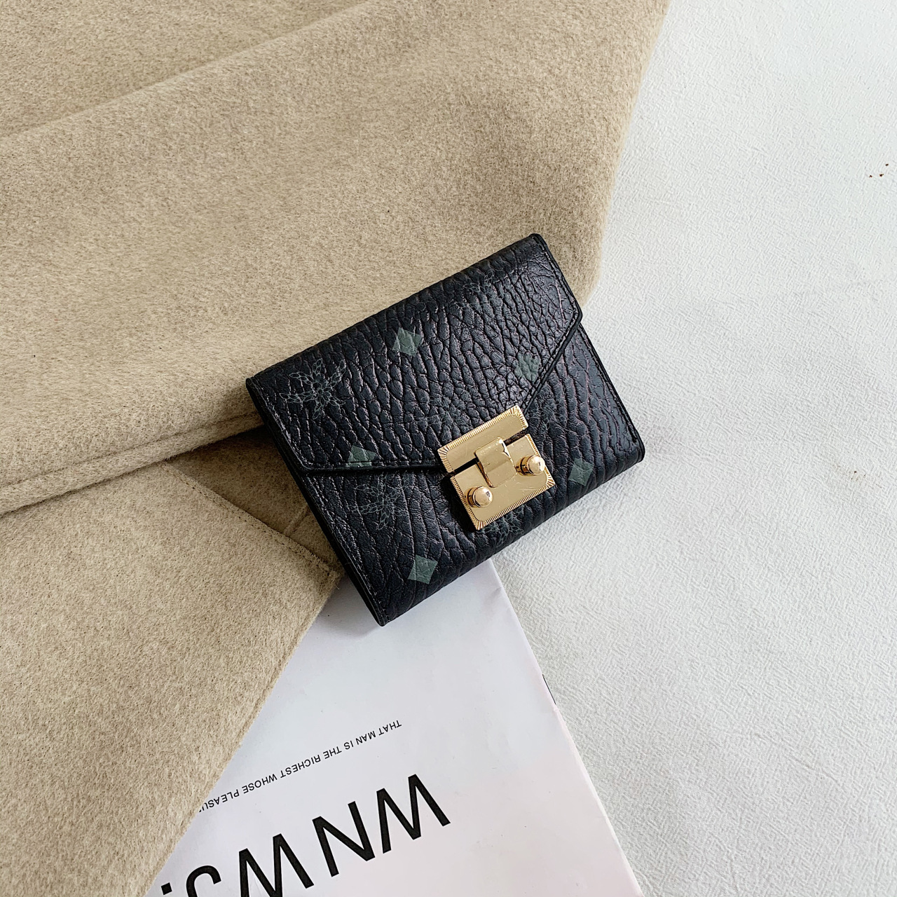 Monica Foster Leather snap-lock wallet