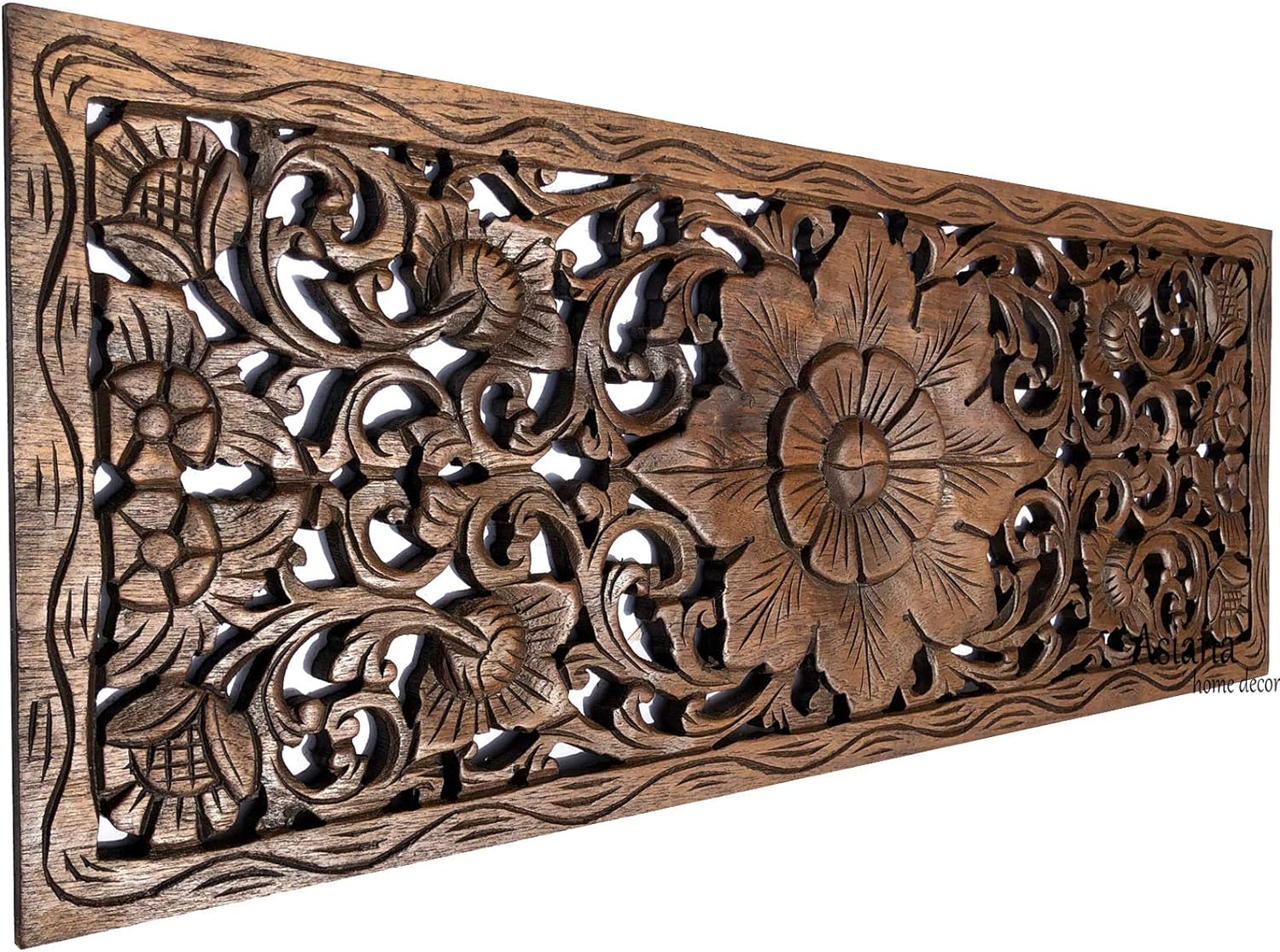 Home Décor Accents Large Carved Wood Wall Panel. Floral Wood Carved