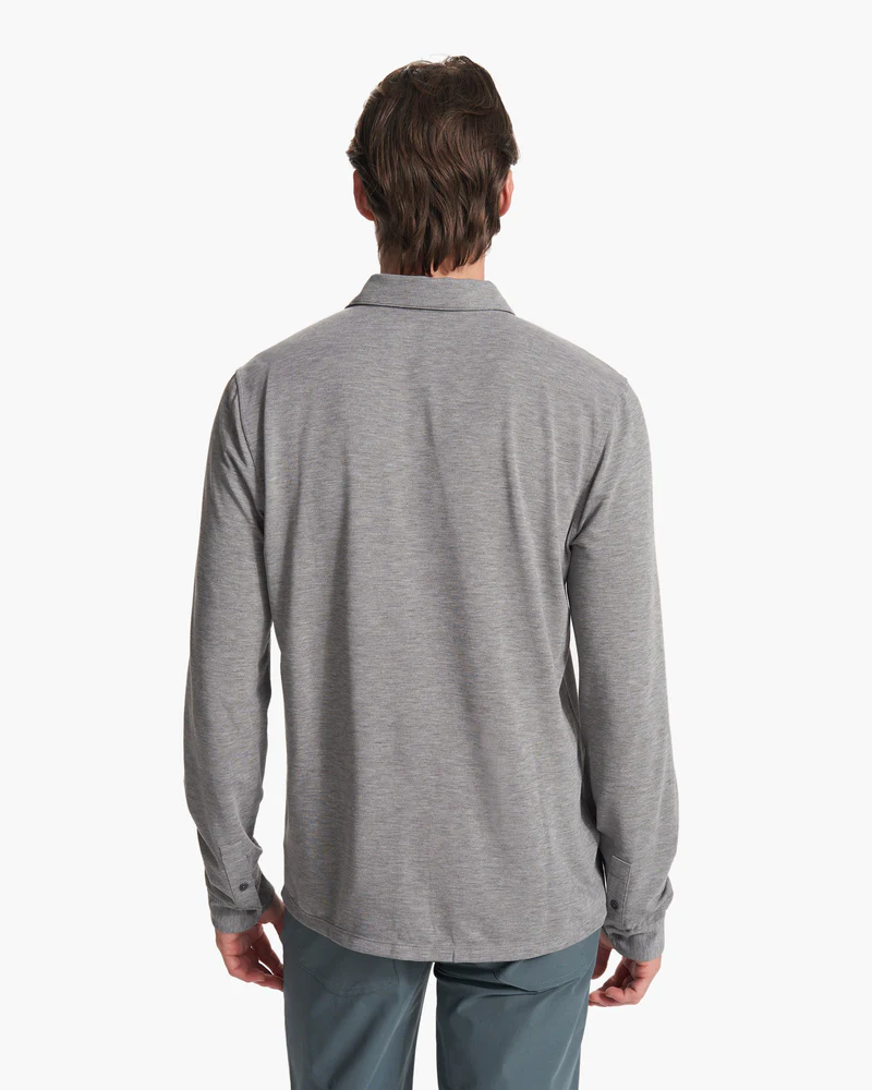 Long Sleeve Knit Twill Button Down