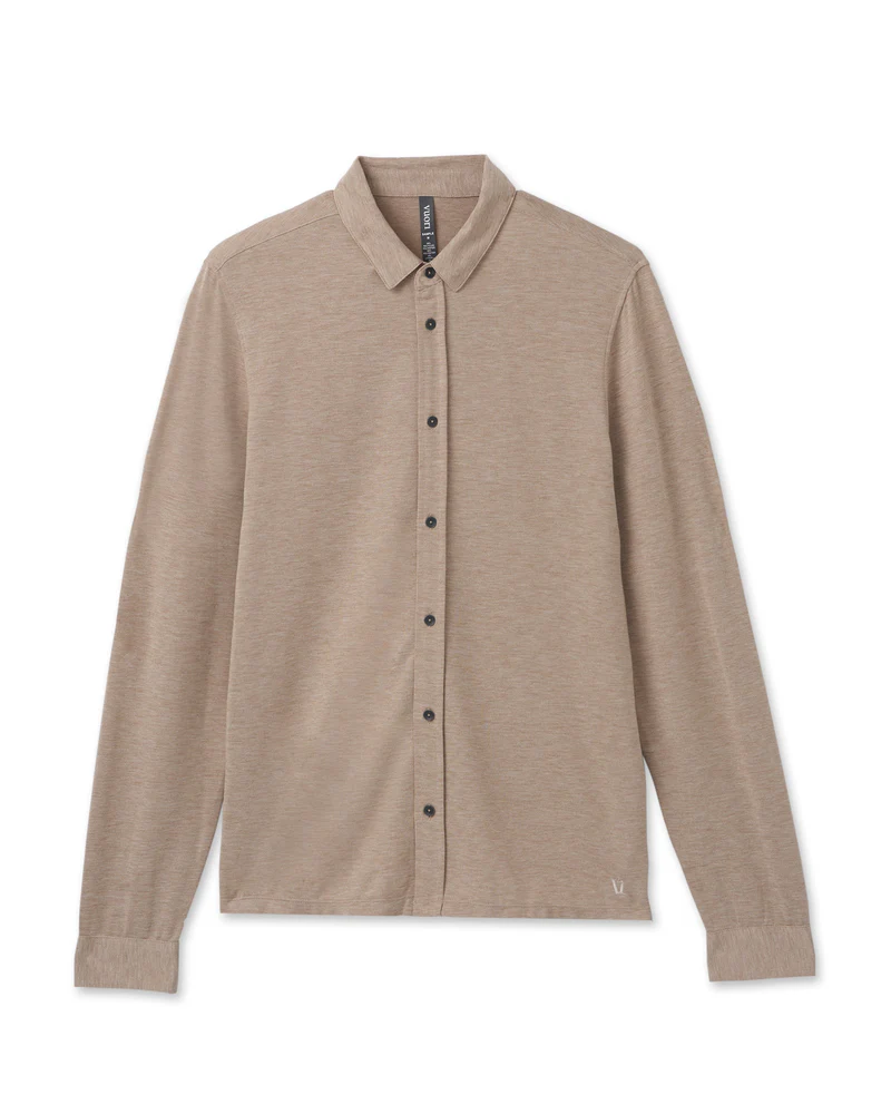 Long Sleeve Knit Twill Button Down