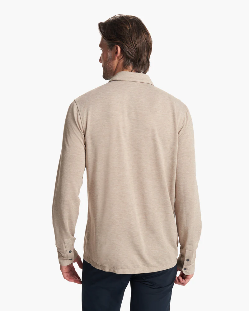 Long Sleeve Knit Twill Button Down